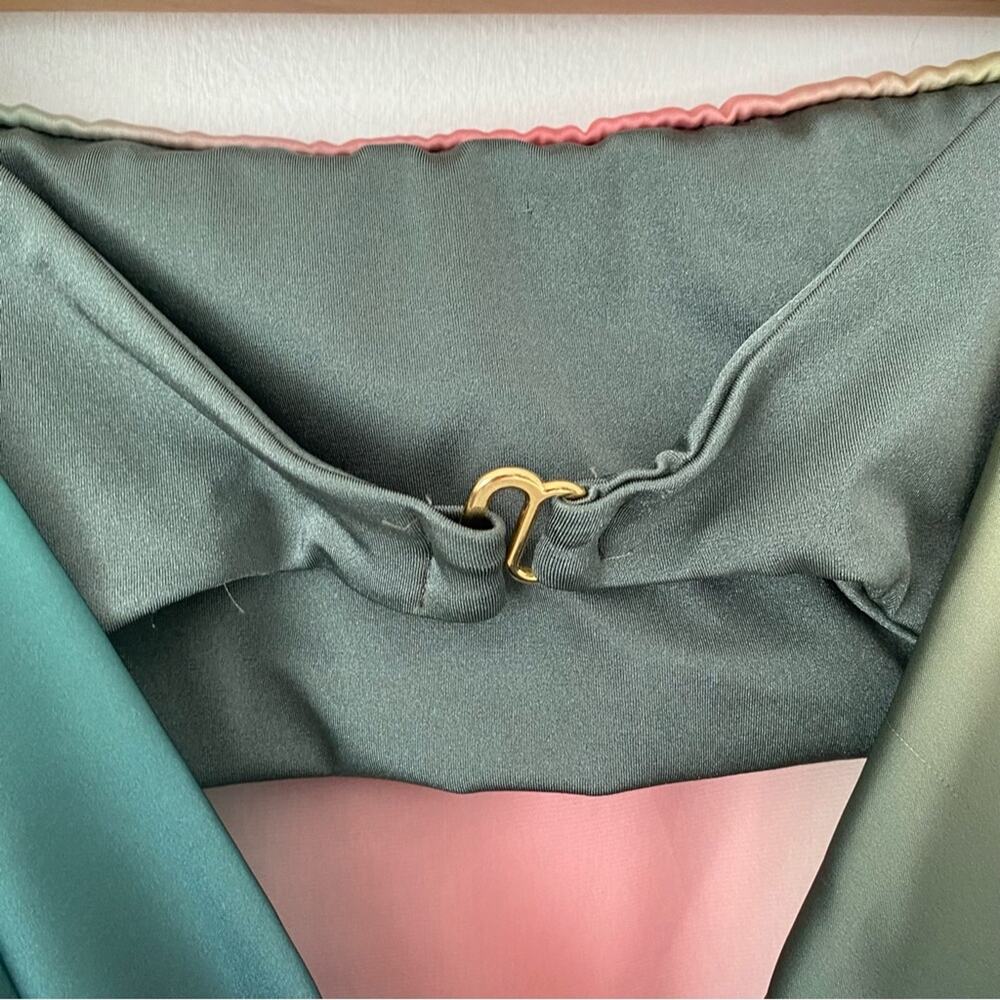 Baobob NWTs Gianni Leaves Strapless Maxi Dress size small Green Yellow Flawed - Picture 9 of 10